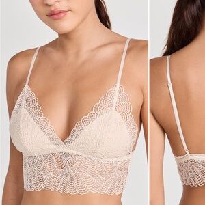 NWT Jonathan Simkhai Cream Triangle Bralette with Lace and Plunging Neckline